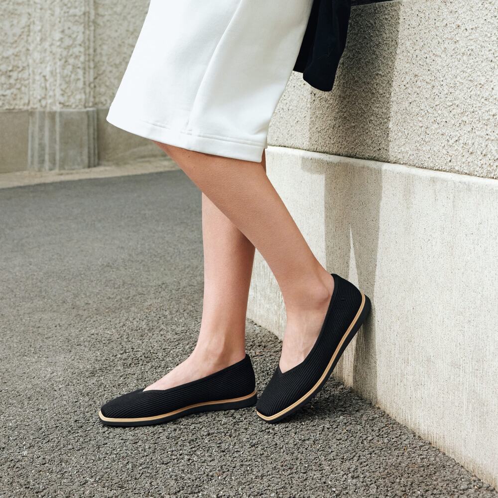 Vivaia Mabel All Day Standing Square Comfort Wtr RPT Flats Black Washable 10.5